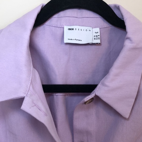 ASOS Tall 70s kickflare boilersuit in lilac - Picture 5 of 7